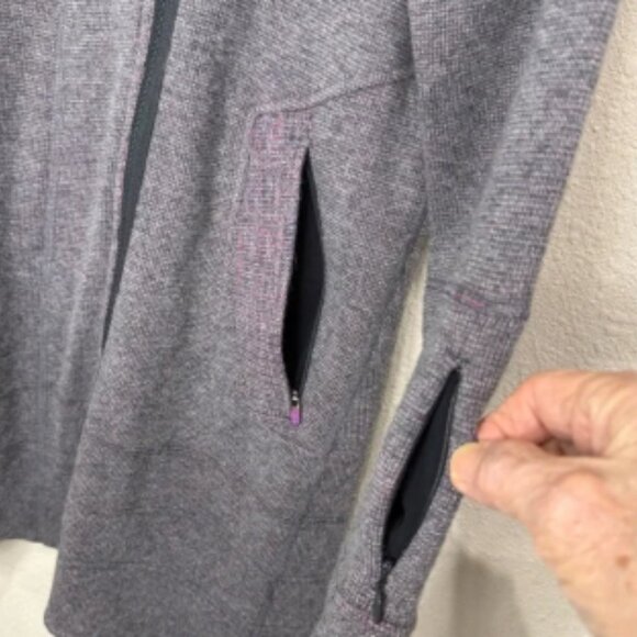 Title Nine Swacket Sweater Jacket Wool Blend Grey & Purple Women’s Size Medium - Picture 5 of 11